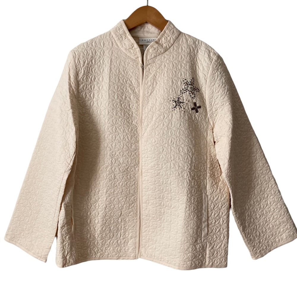 Women’s Quilted Bead Embroidered Jacket Large